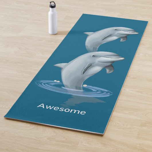 Chique Moderne Dolfijnen & Tekst op Ocean Blue Yogamat (In situ)