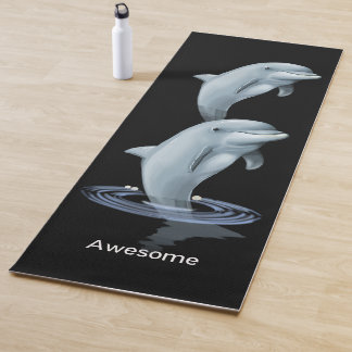 Chique moderne dolfijnen & tekst op zwart yogamat