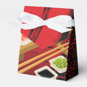 Chique Moderne Elegante Zwarte & Rode Sushi Bedankdoosjes