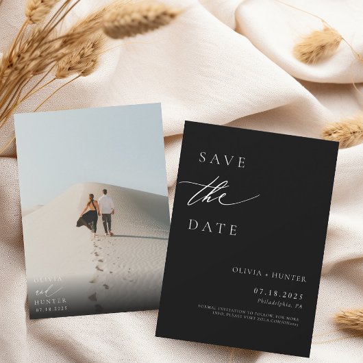 Chique moderne foto zwart & wit bruiloft save the date
