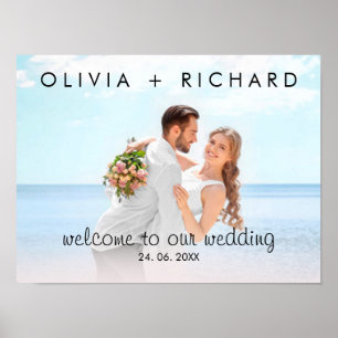 Chique moderne gepersonaliseerde foto bruiloft wel poster