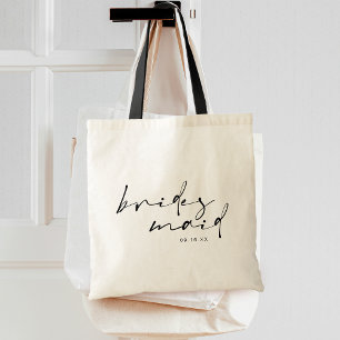 Chique moderne kalligrafie bruidsmeisje tote bag
