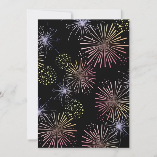 Chique Moderne Kleurrijke Vuurwerk Zwarte Verjaard Kaart (Achterkant)