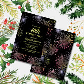 Chique Moderne Kleurrijke Vuurwerk Zwarte Verjaard Kaart