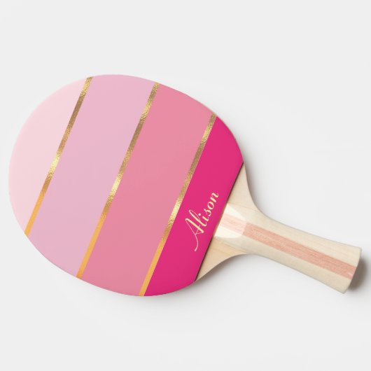 chique moderne roze goud Naam Ping Pong Paddle Tafeltennisbatje (Zijkant)