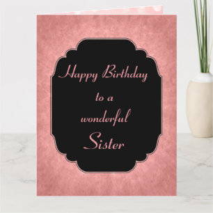 Chique moderne roze sterren Happy Birthday Sister Kaart