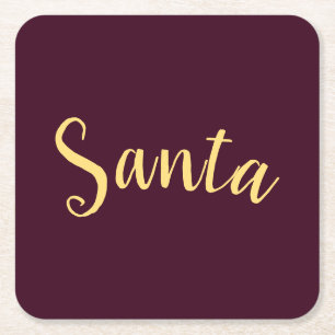 Chique moderne "Santa" script op feestelijke Bourg Vierkante Kartonnen Onderzetter