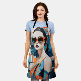 Chique moderne vrouw, geometrische elegantie schort