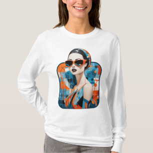 Chique moderne vrouw, geometrische elegantie t-shirt