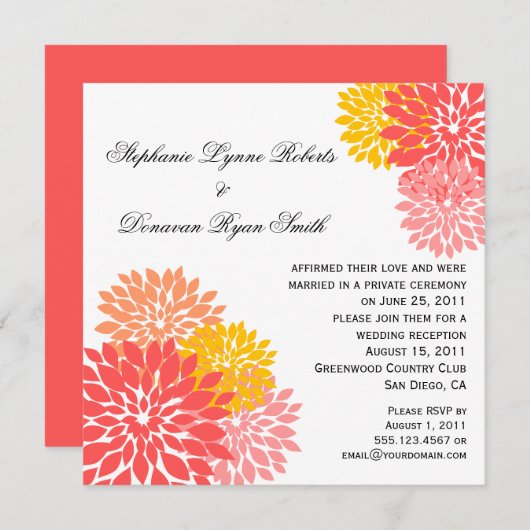 Chique moderne zalm perzik gouden bloemblaadjes kaart (Voorkant / Achterkant)