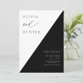Chique moderne zwart & wit bruiloft kaart (Staand voorkant)
