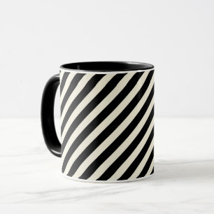 Chique monochrome zwart-wit diagonale strepen mok