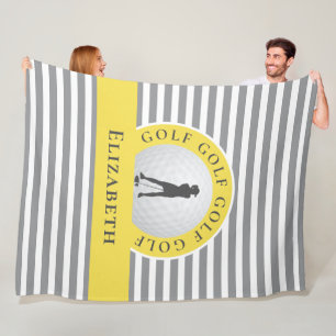 Chique monogram golfer grijze strepen voor haar fleece deken