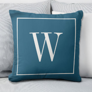 Chique Monogram Initiaal Stijlvol Trendy Modern Bl Kussen