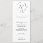 Chique Monogram Initialen Zwart Wit Bruiloft Menu (Voorkant)