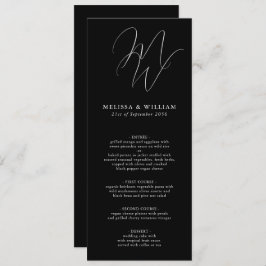 Chique Monogram Initialen Zwart Wit Bruiloft Menu