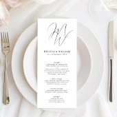 Chique Monogram Initialen Zwart Wit Bruiloft Menu