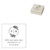 Chique Monogram krans bruiloft retour adres Rubberstempel (Gestempeld)