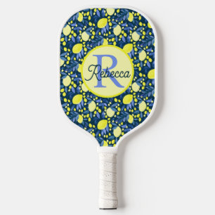 Chique Monogram Naam Landelijke Citrus Citroen Bla Pickleball Paddle