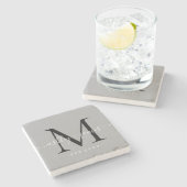 Chique monogram namen script huwelijksdatum grijs stenen onderzetter (Zijkant)
