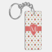 Chique Monogram Rood Wit Polka Acryl Sleutelhanger (Voorkant Links)