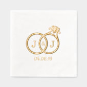 Chique Monogram trouwringen Folie Servetten (Voorkant)