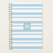 Chique Monogram  Witte en Blauwe Strepen Planner (Voorkant)