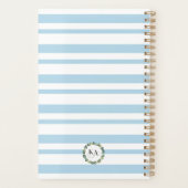 Chique Monogram  Witte en Blauwe Strepen Planner (Achterkant)