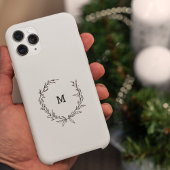 Chique Monogram Wreath Gepersonaliseerde zwart-wit Case-Mate iPhone Case