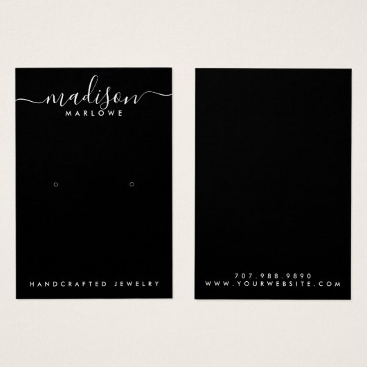 Chique Monogram Zwart Oorbel Display Kaart (Voorkant /achterkant)