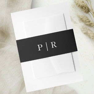 Chique Monogram Zwart-wit bruiloft Uitnodigingen Wikkel