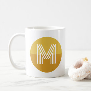 Chique mosterd geel geometrisch modern monogram koffiemok