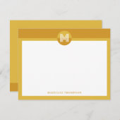 Chique mosterd geel geometrisch modern monogram notitiekaartje (Voorkant / Achterkant)