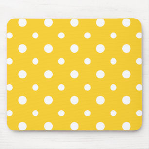 Chique Mousepad: Witte Jumbo Polkas op geel Muismat