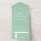 Chique Muntgroene Witte Tuinbruiloft All In One Uitnodiging (Binnen)