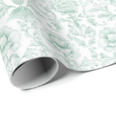 Chique Muntwit Bloemachtige Bruiloft Cadeaupapier (Rol Hoek)
