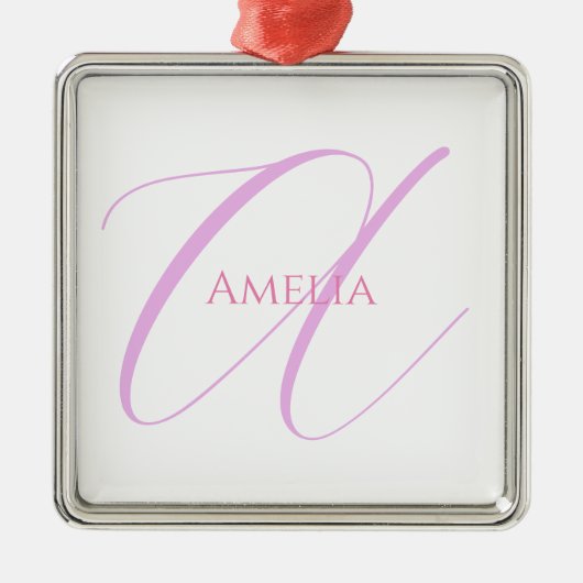 Chique naam Monogram Initiaal letter kalligrafie Metalen Ornament (Voorkant)