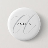 Chique naam monogram initiaal letter kalligrafie ronde button 5,7 cm (Voorkant)