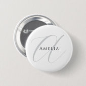 Chique naam monogram initiaal letter kalligrafie  ronde button 5,7 cm (Voorkant /achterkant)