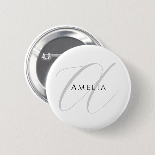 Chique naam monogram initiaal letter kalligrafie ronde button 5,7 cm (Voorkant /achterkant)