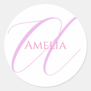 Chique naam Monogram Initiaal letter kalligrafie Ronde Sticker