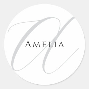 Chique naam monogram initiaal letter kalligrafie  ronde sticker