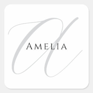 Chique naam monogram initiële letter kalligrafie vierkante sticker