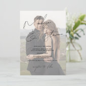 Chique namen script kalligrafie foto bruiloft kaart (Staand voorkant)