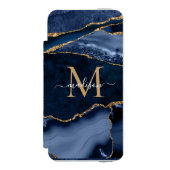 Chique Navy Blauw Goud Agaat Geode Vrouwelijk Mono Incipio iPhone Portemonnee Hoesje (Voorkant Agenda)