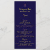 Chique Navy Blauw & Goud Trouw Menu Sjabloon (Voorkant)