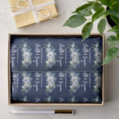 Chique Navy Blauw Wit Pioen Bloemen Aangepaste Bru Tissuepapier (Geschenk)