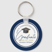 Chique Navy Blauwe Afgestudeerde Gepersonaliseerde Sleutelhanger (Voorkant)