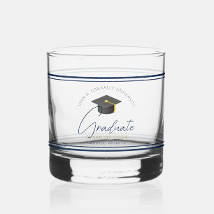 Chique Navy Blauwe Afstudeerherinneringsgeschenk Whisky Glas
