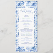 Chique Navy Blauwe Bloemstuk Toile Trouwprogramma Programma (Achterkant)